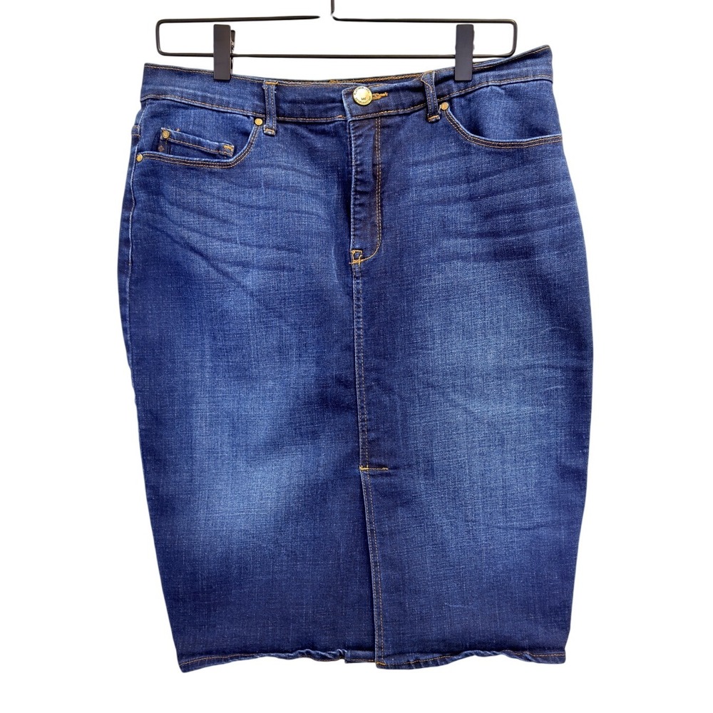 Lee Platinum Label Womens Dark Wash Denim Pencil Skirt Blue Knee Length Size 10